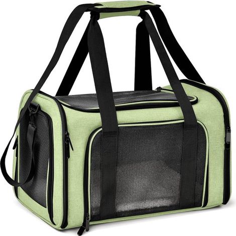 Panier pour chat 45 x 30 x 30 cm - Capacité de charge : 7 kg - Vert - Cage pour animaux - Pliable et respirante - Motif train (1/5)