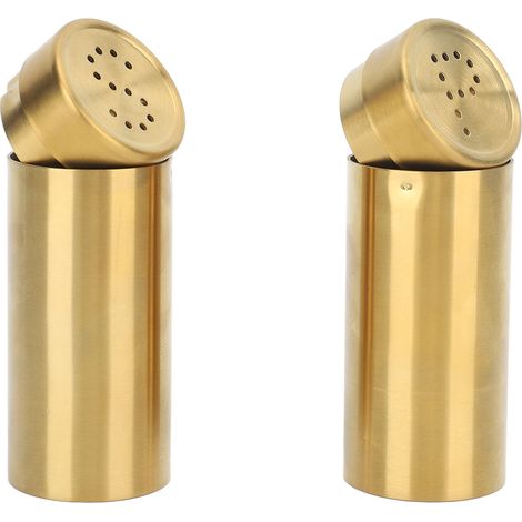 2-teiliges professionelles Gewürzflaschen-Set aus Edelstahl 304 für Küche, Camping, Grillen, Gold (1/5)