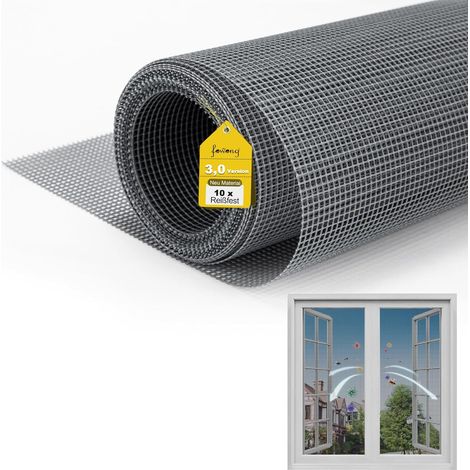 Moustiquaire pour fenêtre 250x120cm, remplacez la moustiquaire de fenêtre DIY filet anti-insectes en fibre de verre personnalisé pour portes et fenêtres, gris (1/5)