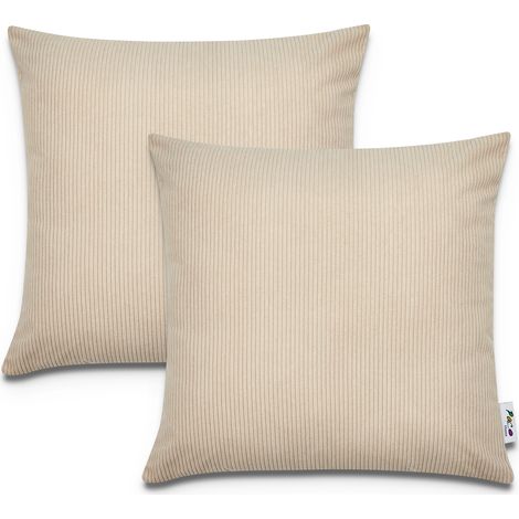 Paco Home Fundas Cojines Decorativas Funda Cojín Pana Juego Sofá Decoración Beige 2, 2pcs-Set