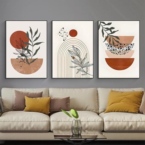 Lot de 3 posters - Style bohème - Plante esthétique - Art abstrait moderne - Tableau mural - Décoration bohème - Sans cadre - Poster 09, 30 x 40 cm (1/5)