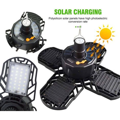 LAMPADARIO SOLARE 104 LED PIEGHEVOLE RICARICABILE USB LAMPADA EMERGENZA TELECOMANDO 800lm (1/5)