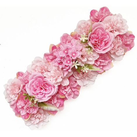 Panneau De Fleurs Artificielles - Rose - Fond Décoratif Pour Arche De Mariage Et Événements - 44 x 20 cm - Tissu - 1 Pièce (1/5)