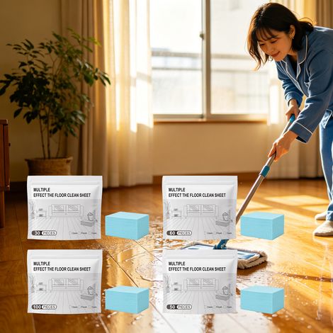 Lingettes nettoyantes multi-effets pour sols - Nettoyage des sols domestiques : élimine les taches, ravive les couleurs et laisse un parfum agréable. Convient aux parquets et carrelages. -- 60 lingett (1/5)