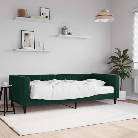 Tagesbett mit Matratze Dunkelgrün 90x200 cm Samt