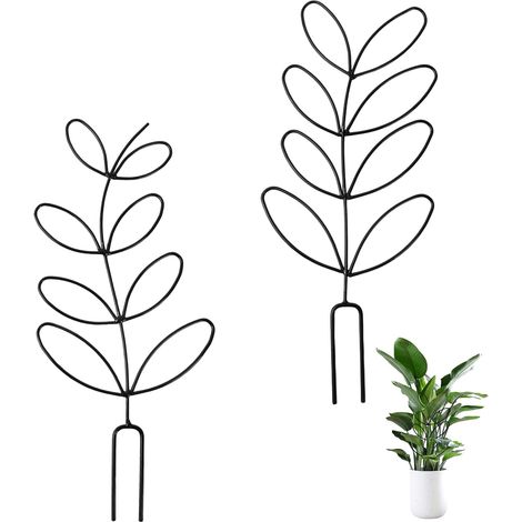 CCYKXA Pack of 2 Mini Metal Trellises for Indoor Plants, Support for Climbing Plants, Suitable for Indoor and Outdoor Plants, Elegant Design (Black) (1/5)
