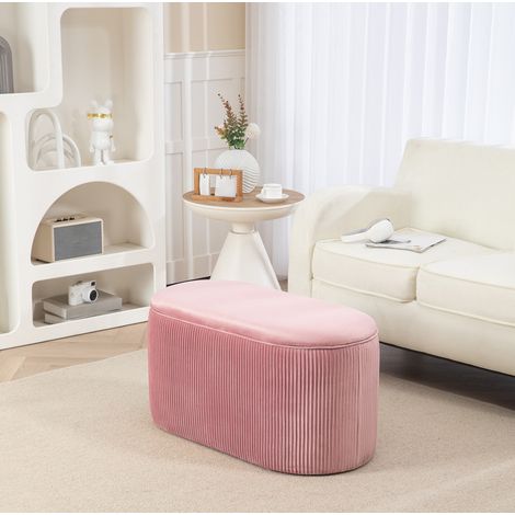 Banco de almacenaje tapizado rosa, estilo retro, efecto terciopelo, 81 x 40 x 41 cm OKMYHOME (1/5)