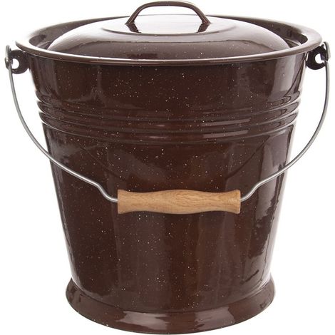 Cubo de leche esmaltado con tapa, marrón, 10 l (1/5)