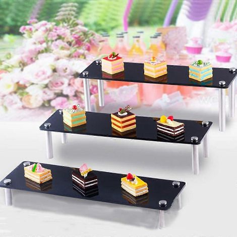 Ensemble de 3 présentoirs à gâteaux, desserts et cupcakes en acrylique en forme d'échelle, pouvant servir de plateau de service ou de présentoir à maquillage pour une fête de mariage. (1/4)
