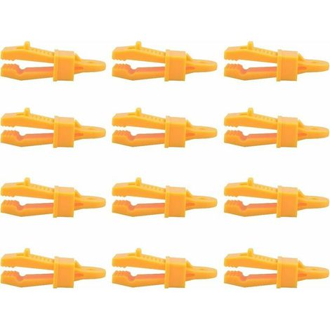12 pinces de bâche pour tente de camping, pinces de serrage légères pour bâche vêtements de bâche tente de camping plage alpinisme jaune (1/5)