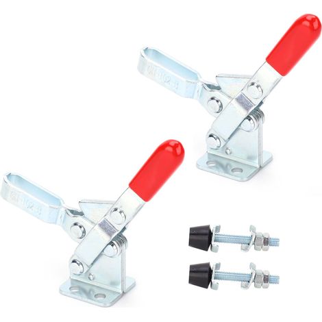Pince de serrage rapide à came horizontale GH-102-B, lot de 2, outil à main pour fixation et soudage, étau à genouillère avec levier de dégagement instantané. (1/5)