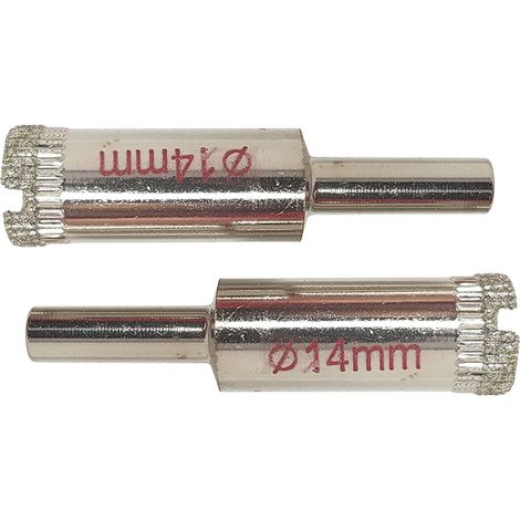 Fresa Punta Trapano Diamantata 2pz 14mm Foro Vetro Marmo Ceramica 00138 (1/4)