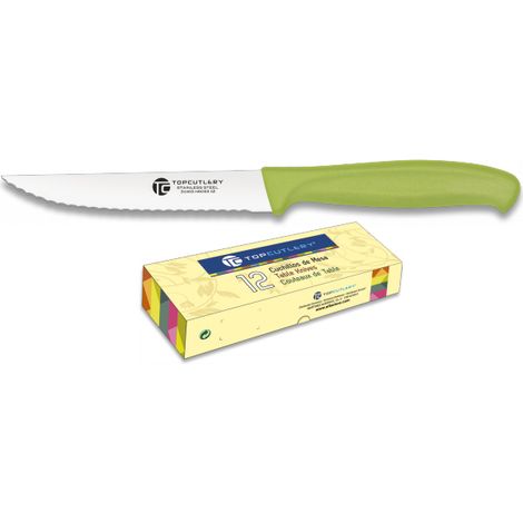 Couteau de table pour couverts de table, avec mango ABS injecté, lame en acier inoxydable 11,5 cm, vert, 17324-VE