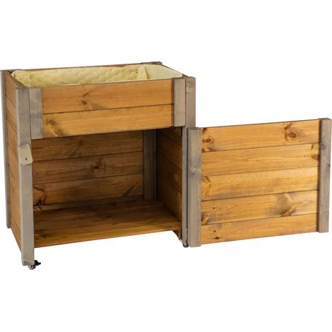 Armoire de Jardin à roulettes avec jardinière et Laine de Mouton Taille M 60 x 40 x 62 cm - Gris/Marron (1/3)
