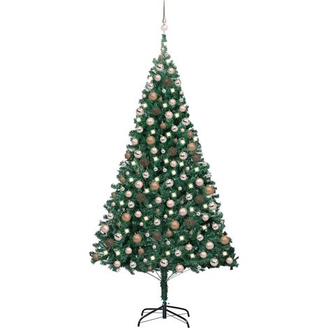 vidaXL Albero di Natale Preilluminato con Palline Verde 240 cm (1/5)