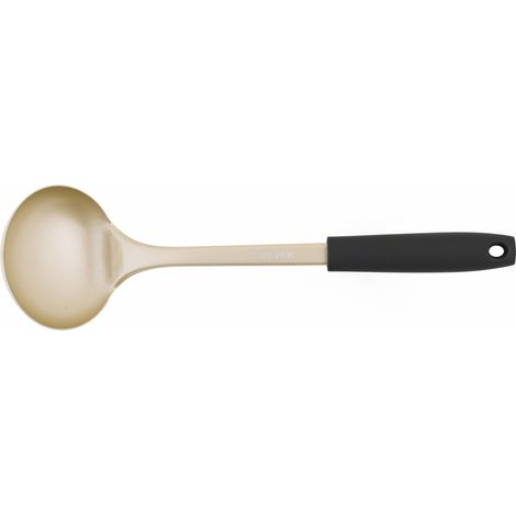 Louche en acier inoxydable durable, ustensile, crochet de suspension, facile à nettoyer, ustensile en métal pour ragoûts, sauces, punch, doré (1/5)