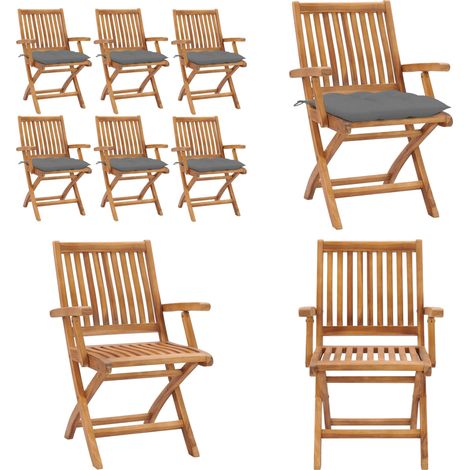 Klappbare Gartenstühle mit Kissen 6 Stk. Massivholz Teak - Klappbare Gartenstühle - Gartenmöbel Teakholz (1/5)
