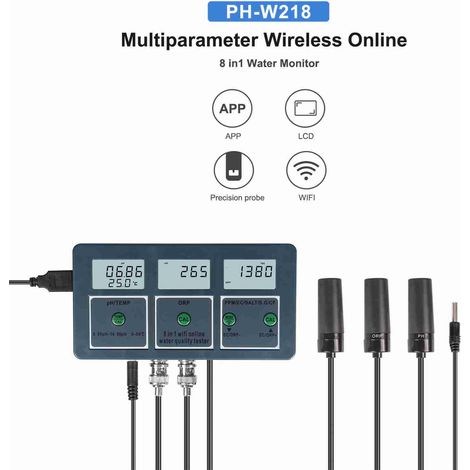 Nouveau compteur de test d'eau multi-paramètres professionnel 8 en 1 moniteur de qualité multifonction LCD numérique PH/EC/TDS/SALT/S.G/CF/ORP/testeur multiparamètre de température (1/5)