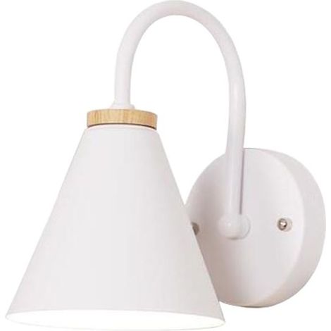 Applique Murale Moderne En Bois Applique Murale Minimaliste Rétro (Blanc) Lampe Murale Nordique Pour Salon Chambre Étude Porche Couloir E27 (1/5)