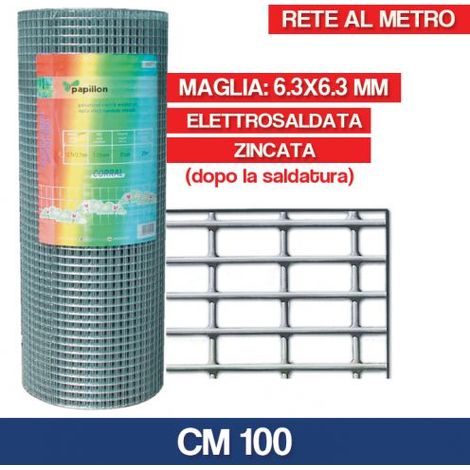 RETE METALLICA ZINCATA ELETTROSALDATA 6.3X6.3 RECINZIONE GABBIE CONIGLI 22724V CM 100 (22723) (1/2)