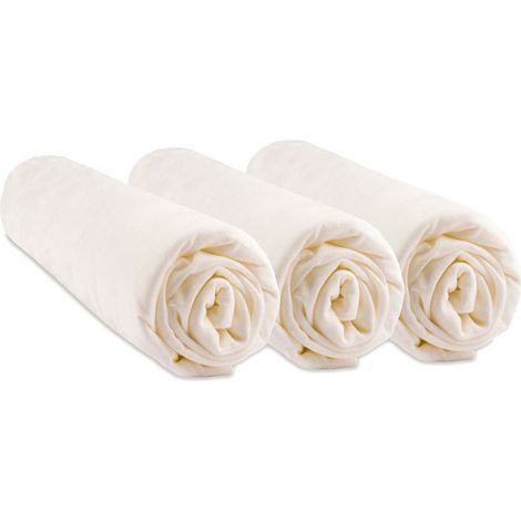 Lot de 3 Draps housse Bambou lit bébé - 60x120 cm - Écru (1/4)