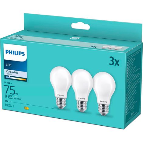 Bombilla led de filamento mate, e27, 8,5 w (equiv. 75 w), 1055 lm, 4000 k, luz día, pack 3 uds