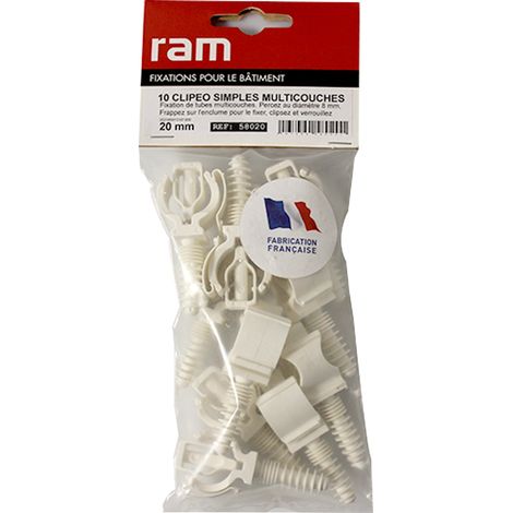 10 CLIPEO simple blanc pour tube multicouche nu Ø20 - RAM (1/4)