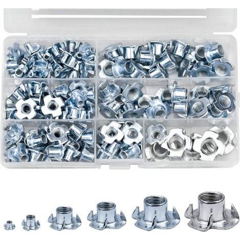 Ensemble d'écrous en T 105 pièces, acier au carbone, M4 M5 M6 M8 M10, argent, polyvalent et pratique