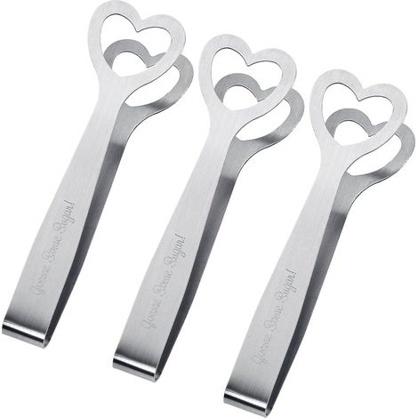 MINKUROW 3 X Pinze Per Zucchero In Acciaio Inox Bomboniere Insalata Di Zucchero Pinze Per Servire Pane, Argento (1/5)