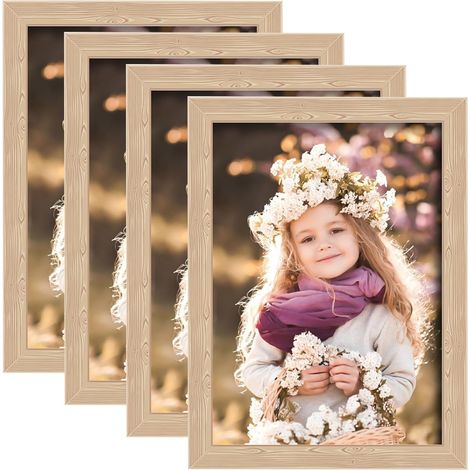 Set di 4 cornici moderne in formato A4 (21 x 29,7 cm) da parete e da tavolo, formato verticale o orizzontale