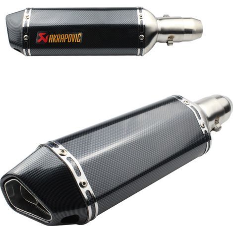 Modifizierter Motorradauspuff, Korpus und Endrohr komplett aus Imitationskohlefaser, kleiner sechseckiger Skorpion mit 51 mm Durchmesser, hitzebeständig. (1/5)