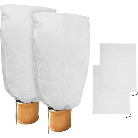 2 Pièces de Protection Hivernale pour Plantes Protection Hivernale pour Sacs de Plantes en Pot, Blanc, Solide, 100 x 80 cm (1/4)