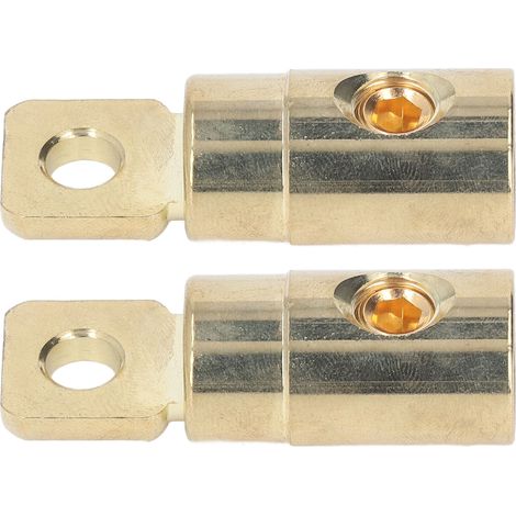 Paire de bornes batterie O Ring en laiton doré haute précision, soudure gratuite, pour câble 0GA à 2GA, modification audio, connecteurs électriques fiables (1/5)