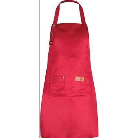 Tablier de cuisine pour homme et femme avec poches - Convient à grande taille - Résiste à l'eau, Rouge (1/4)
