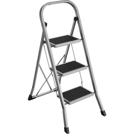 SONGMICS Marchepied pliable 3 marches – Escabeau avec verrou de sécurité, rangement facile, charge 150 kg (1/5)