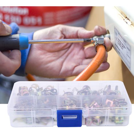 Kit d'assortiment de 75 colliers de serrage à ressort pour tuyaux (6 mm/7 mm/8 mm/9 mm/10 mm). (1/5)