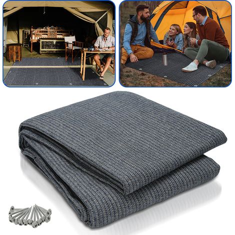Wolketon Zeltteppich für Wohnmobil und Wohnwagen, Atmungsaktive Zeltfußmatte für Markise, Garten und Outdoor Blau-grau 250cmx250cm