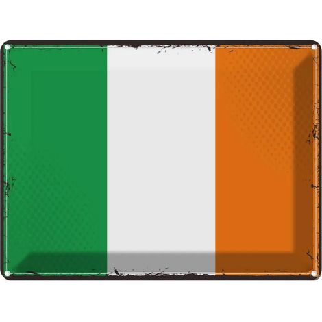 Plaque métallique 30x40 cm, blason et drapeau rétro de l'Irlande (1/5)