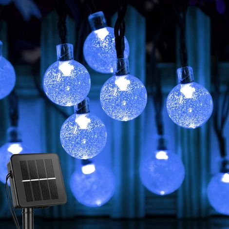 Guirlande lumineuse solaire extérieure 50 LED 9,75 m globes cristal 8 modes d'éclairage étanche décoration terrasse jardin porche mariage fête chambre intérieur anniversaire Ramadan (1/5)