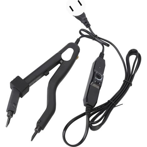 Fer à lisser pour extensions de cheveux à température réglable, pour liaisons kératine, prise américaine, noir (1/5)