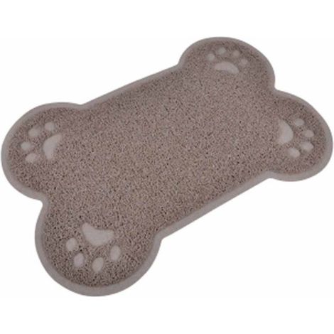Tapis Repas pour Chien "Forme Os" 60cm Taupe