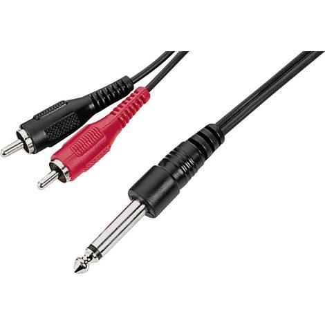 Monacor 0060360  Audio Adapterkabel [2x Cinch-Stecker - 1x Klinkenstecker 6.3 mm (mono)] 3 m Schwarz