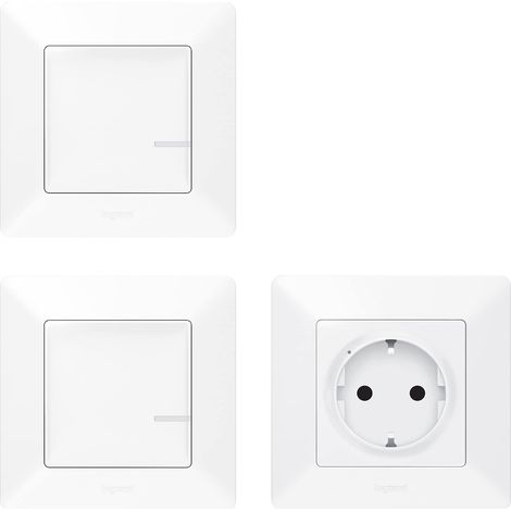 Kit d'extension avec prise radio (3680 W) + interrupteur d'éclairage sans fil + émetteur mural sans fil, commutation à fil, option variateur, commande par (1/3)