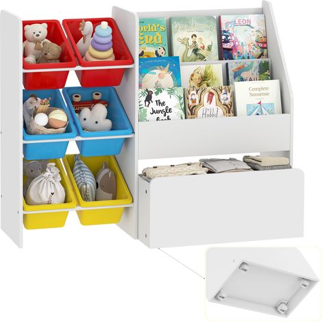 AIYAPLAY Toy Storage Unit, Childrens Bookcase with 6 Bins, Multicoloured (1/5)