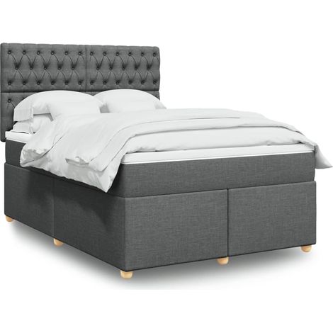 Boxspringbett mit Matratze Dunkelgrau 160x200 cm Stoff