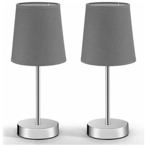 2x Lampes de chevet avec abat-jour anthracite Lampe de table bureau Moderne Maison Déco intérieur(Cendre de chanvre) (1/5)