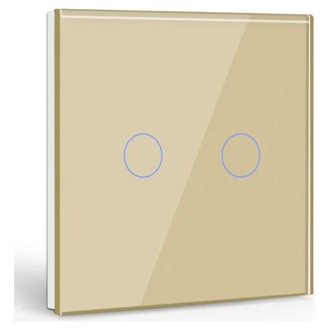 Interrupteur tactile monocommande à 2 position, interrupteur à lumière blanche avec affichage LED, - aucun fil neutre requis, doré (1/5)
