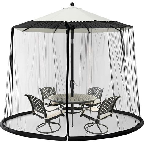 Moustiquaire Réglable Parasol 250-300 cm Base Remplissable 2,3M Exterieur Coupe-Vent Anti-Moustiques (1/5)
