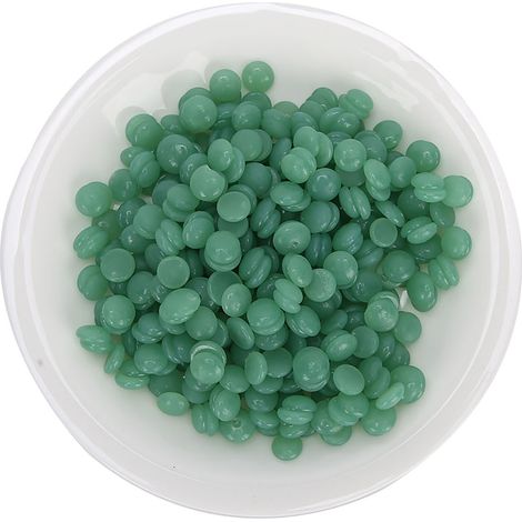 Cire dépilatoire en grains de 500 g, verte, pour le visage, les jambes et les aisselles. (1/5)