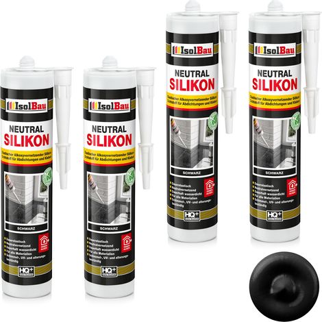 Neutralsilikon Naturstein Silikon Sanitär Marmor Inn/Auß 4 x 300ml Schwarz (1/5)